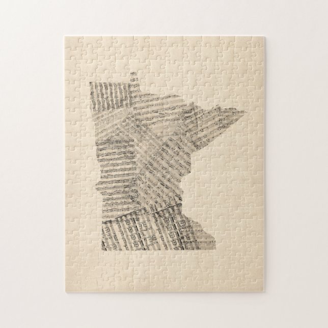 Old Sheet Music Map of Minnesota Jigsaw Puzzle (Vertical)