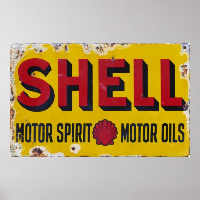 Old Shell Vintage Enamel Sign. Poster (Front)