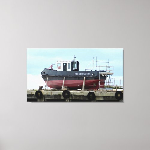Old ship at the dock Digital art painting Canvas Print
