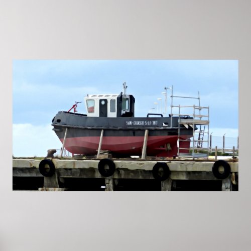 Old ship at the dock Digital art painting Poster