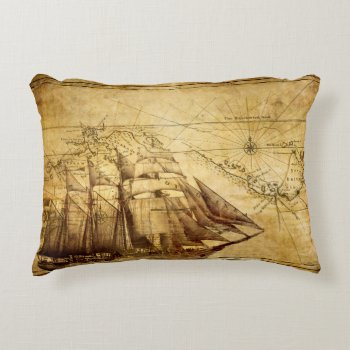 Old Ship Map Accent Pillow by FantasyPillows at Zazzle