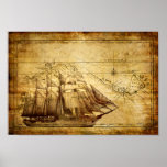 Old Ship Map Poster at Zazzle