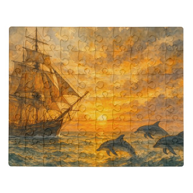 Old Ship Sunset Jigsaw Puzzle (Puzzle Horizontal)