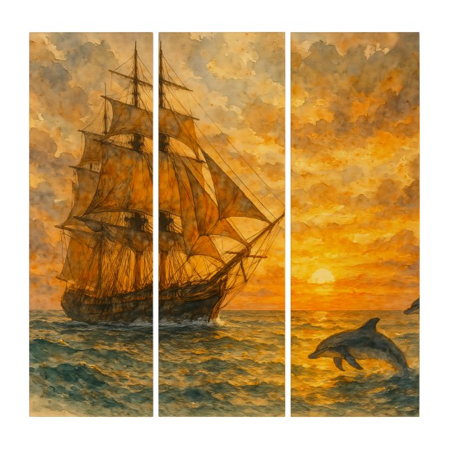 Old Ship Sunset Triptych (Front)