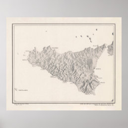 Old Sicily Italy Map (1943)  Poster