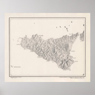 Old Sicily Italy Map (1943) Poster