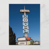 Old sign for Fireside Inn Motel Santa Cruz Ca. Postcard Zazzle