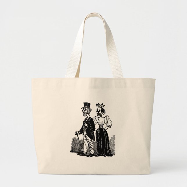Old Skeleton Couple circa early 1900s, Mexico Large Tote Bag (Front)