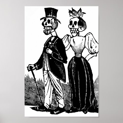Old Skeleton Couple circa early 1900s Mexico Poster