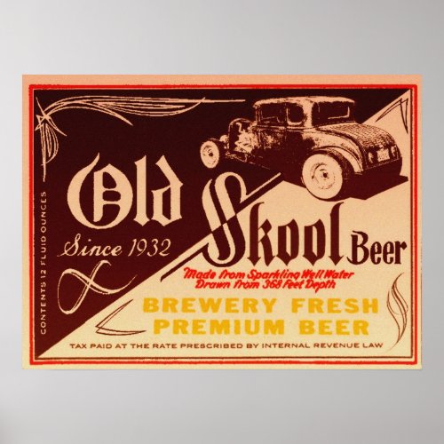 old skool beer poster