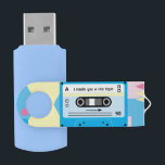Old Skool Blue Cassette Mix Tape Flash Drive<br><div class="desc">Old Skool Funky Blue Cassette Tape "Mix Tape" USB Flash Drive. Write a different message on side A and side B. Create a sense of nostalgia for those 80's & 90's music lovers. Share photos and videos as well as your favorite tunes. Add your own messages and playlists for a...</div>