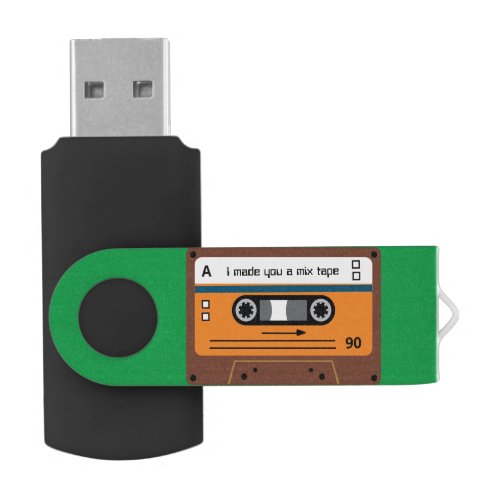 Old Skool Brown Cassette Mix Tape Flash Drive