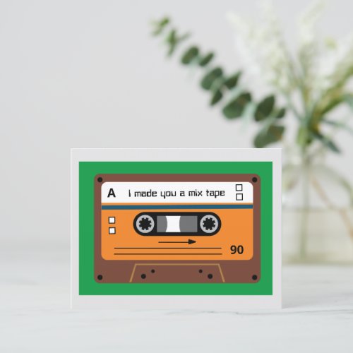 Old Skool Brown Cassette Mix Tape Greetings Postcard