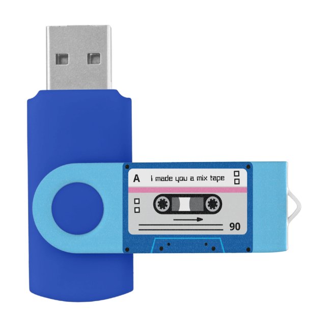 Old Skool Dark Blue Cassette Mix Tape Flash Drive (Opened)