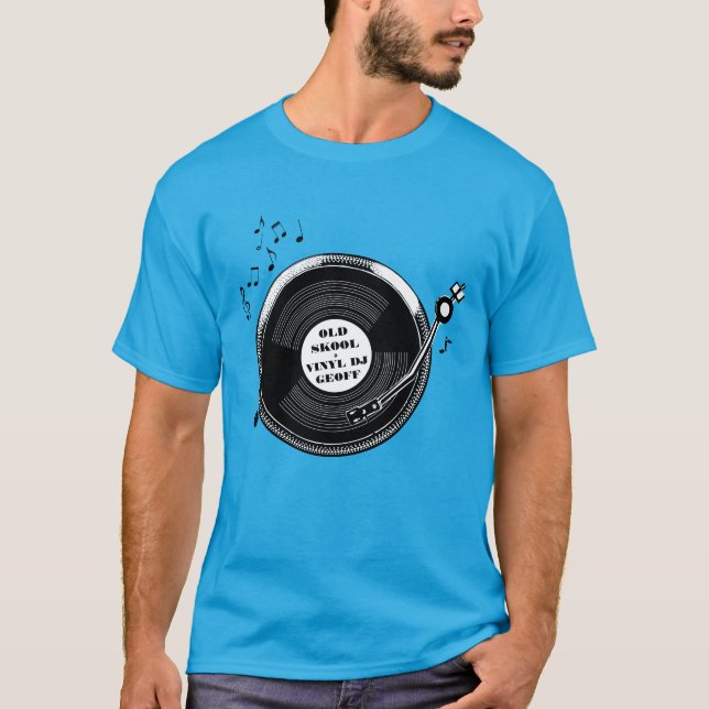 Old skool dj record turntable t-shirt (Front)
