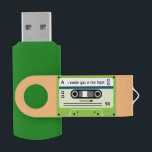 Old Skool Green Cassette Mix Tape Flash Drive<br><div class="desc">Old Skool Green Cassette Tape "Mix Tape" USB Flash Drive. Write a different message on side A and side B. Create a sense of nostalgia for those 80's & 90's music lovers. Share photos and videos as well as your favorite tunes. Add your own messages and playlists for a truly...</div>