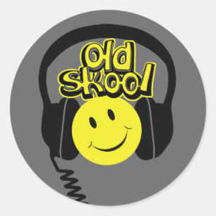 Old skool music headphones smile sticker