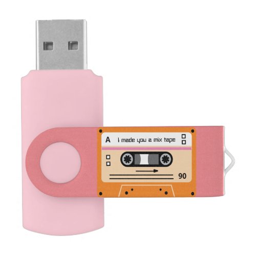 Old Skool Orange Cassette Mix Tape Flash Drive