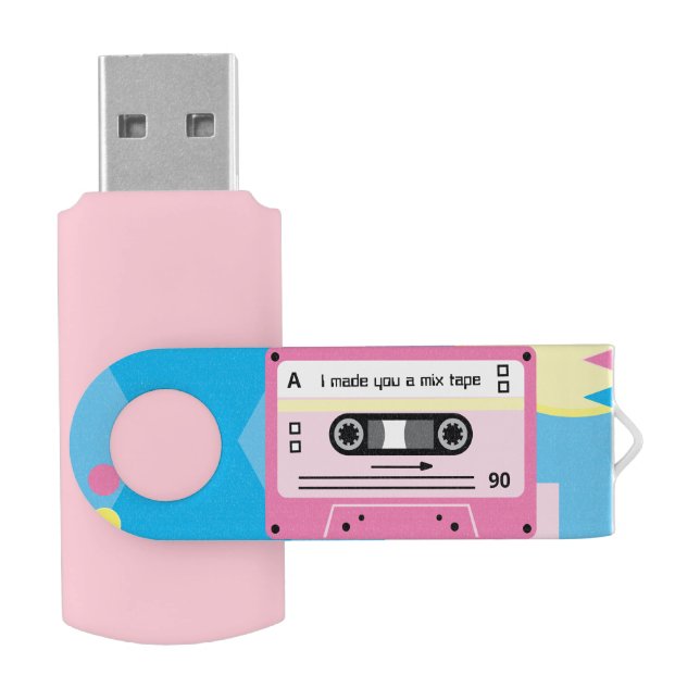 Old Skool Pink Cassette Mix Tape Flash Drive (Opened)