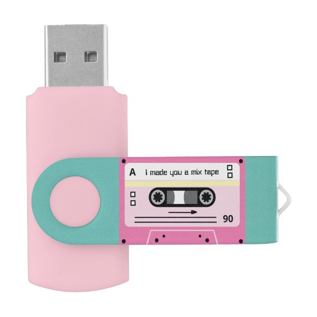 Old Skool Pink Cassette Mix Tape  Flash Drive (Opened)