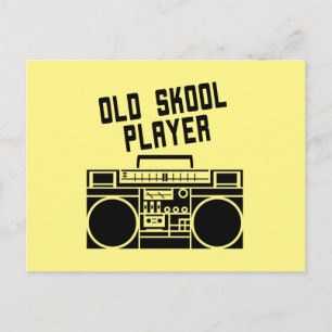 Old Skool Player Retro Stereo Boombox Postcard