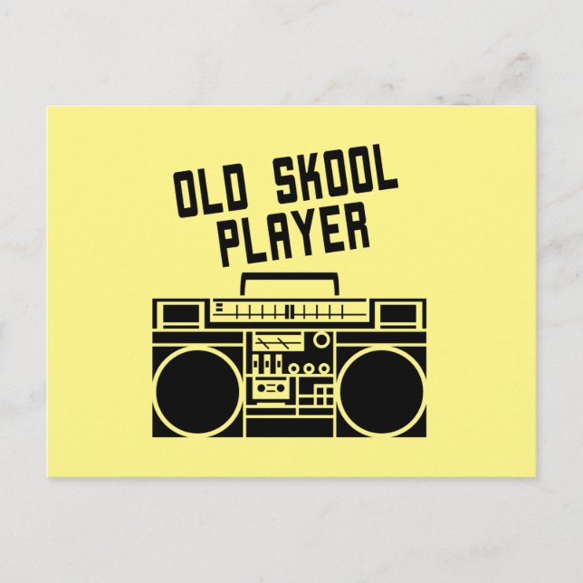 Old Skool Player Retro Stereo Boombox Postcard (Front)