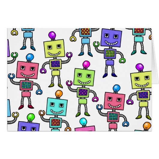Old Skool retro Robots Cards (Front Horizontal)