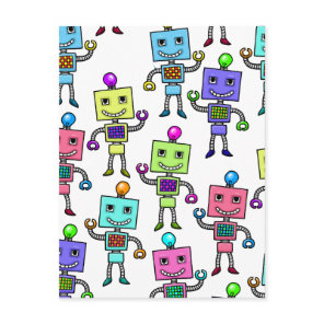 Old Skool retro Robots Postcard