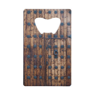 Old Small Door Within Large Doors Credit Card Bottle Opener