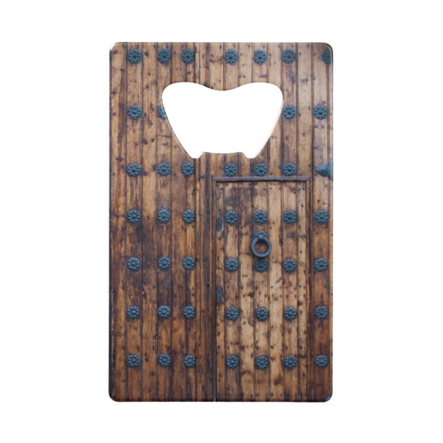 Old Small Door Within Large Doors Credit Card Bottle Opener (Front)