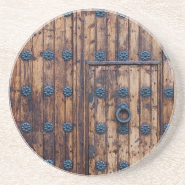 Old Small Door Within Large Doors Drink Coaster (Front)