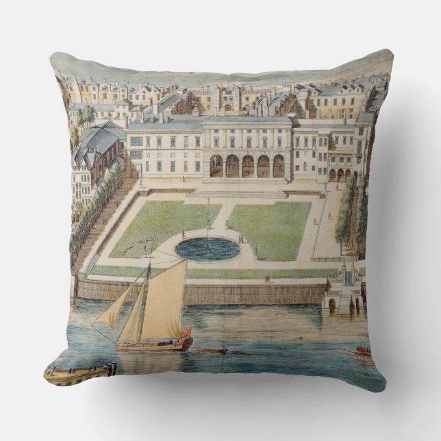 Old Somerset House on the Strand, engraved by Jean Throw Pillow (Front)