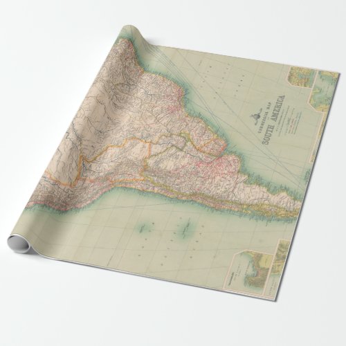 Old South America Map 1883  Wrapping Paper