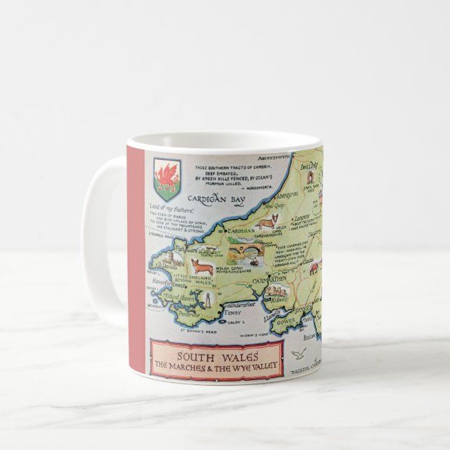 Old South Wales Map Coffee Mug (Front Left)