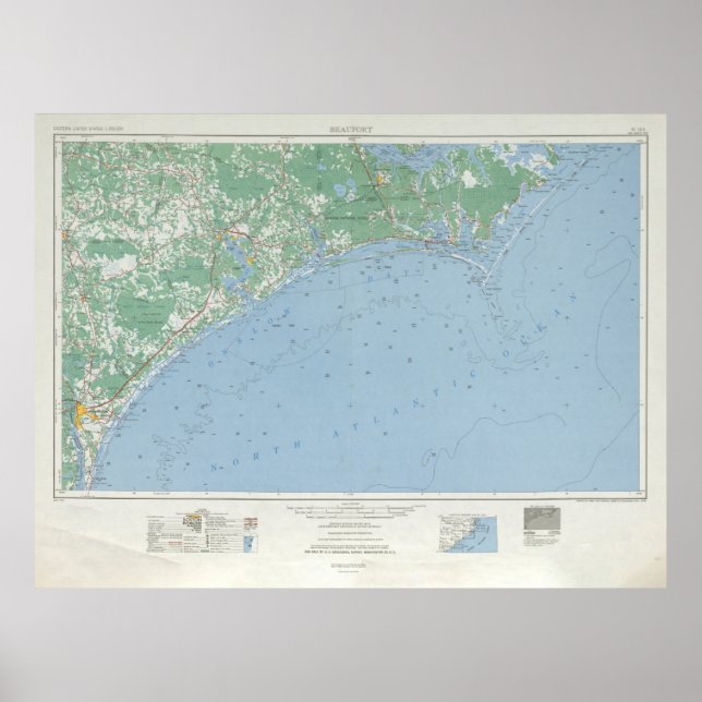 Old Southern North Carolina Coast Map (1953)  Poster (Front)