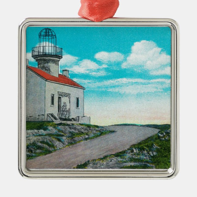 Old Spanish Lighthouse at Point Loma Metal Ornament (Front)
