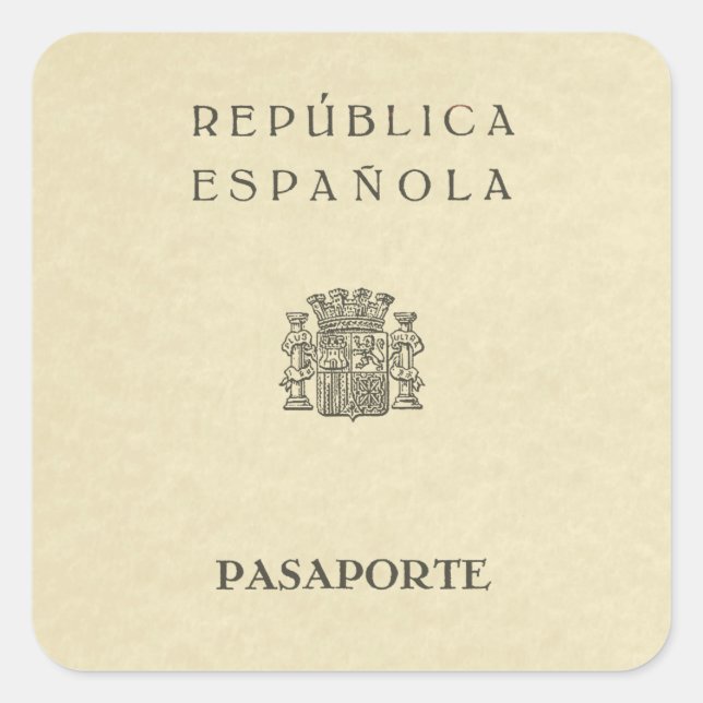Old Spanish Republic passport (sepia paper) Square Sticker (Front)