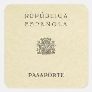 Old Spanish Republic passport (sepia paper) Square Sticker