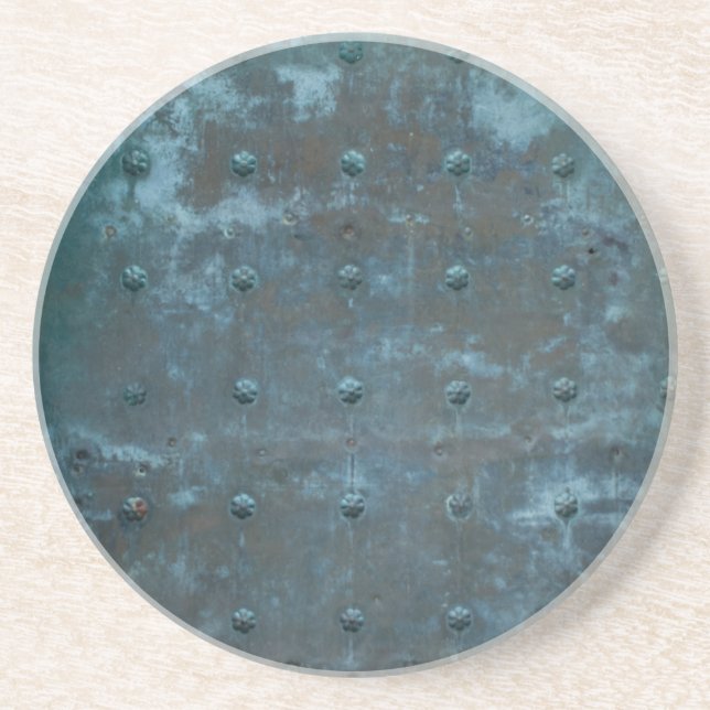 Old Spanish Tranished Copper Door Drink Coaster (Front)