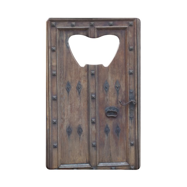 Old Spanish Wooden Door with Bolts Credit Card Bottle Opener (Front)
