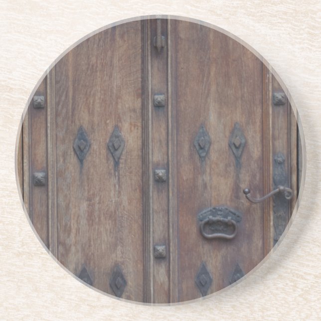 Old Spanish Wooden Door with Bolts Sandstone Coaster (Front)