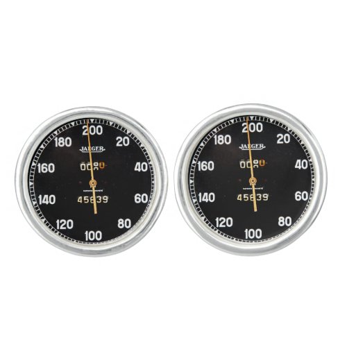 Old speedometer gauge from a vintage race car cufflinks