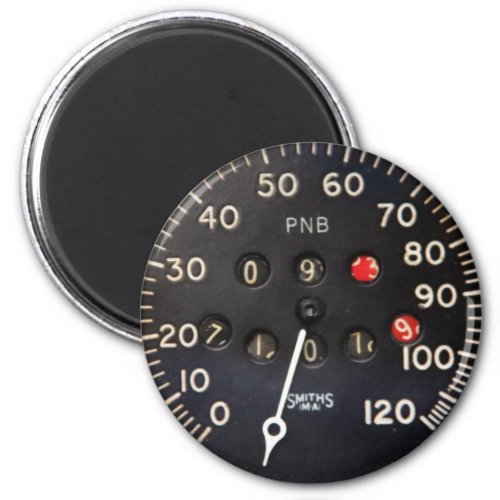 Old speedometer gauge from a vintage race car magnet