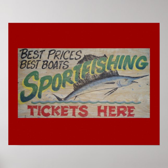 Old sportfishing sign. poster (Front)