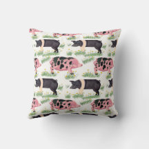 Old Spot Pig Throw PillowWhimsical Farmhous