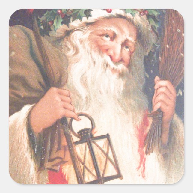 Old St. Nicholas with Lantern Vintage Sticker (Front)