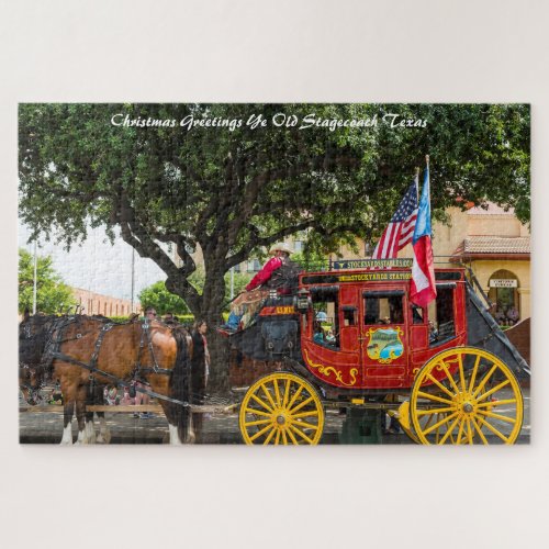 Old Stagecoach TexasChristmas Greetings Jigsaw Puzzle