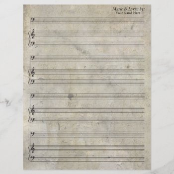 Old Stained Blank Sheet Music Bass Clef by GranniesAttic at Zazzle