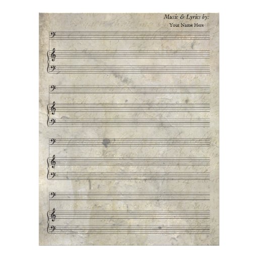 Old Stained Blank Sheet Music Bass Clef Letterhead Zazzle Old stained blank sheet music bass clef letterhead zazzle