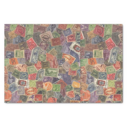 Old Stamps Graphic Tissue Paper